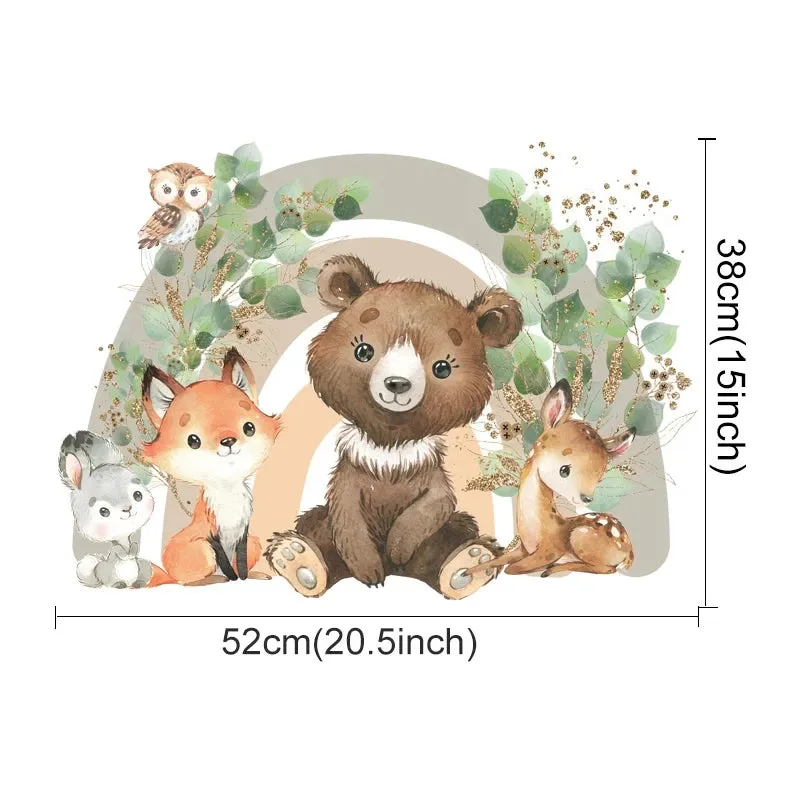 Cute Jungle Animal Friends Nursery Door Stickers Wall Decals Removable Peel & Stick Vinyl Wall Decal Creative DIY Kid's Room Home Decor