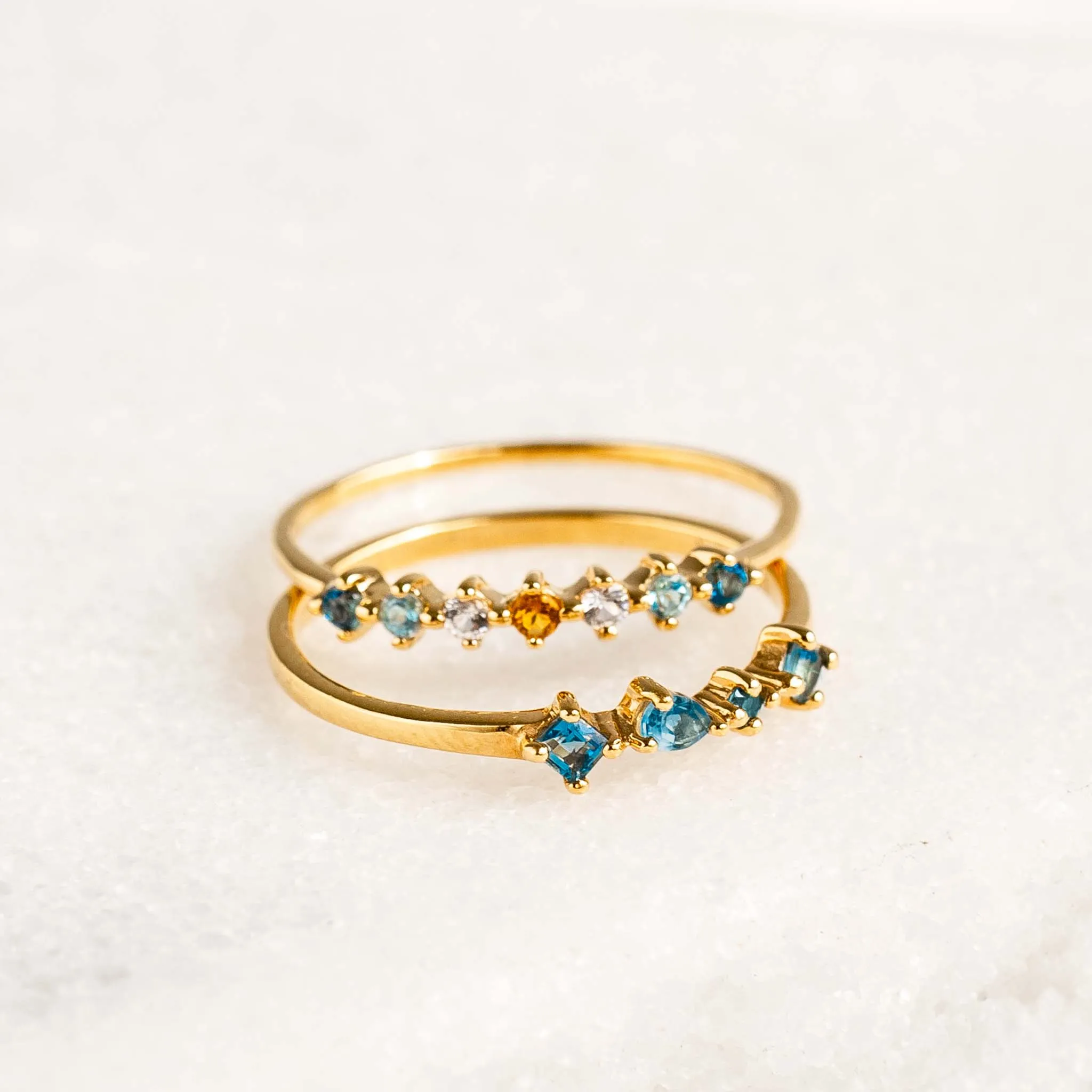 Dainty Gemstone Ring Set