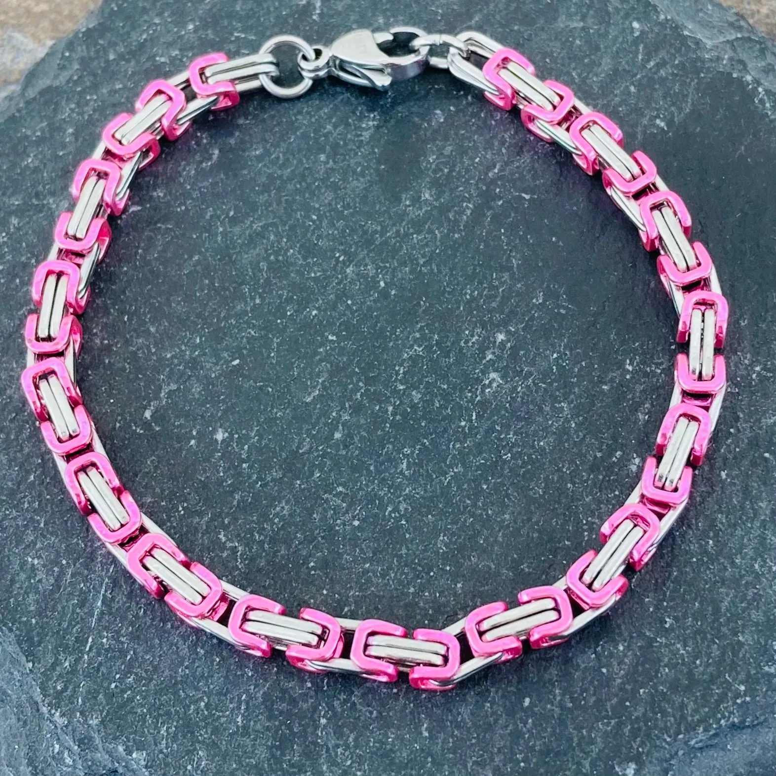 Daytona Bracelet - Pink & Silver - Mini - 1/8 inch wide - NO11B