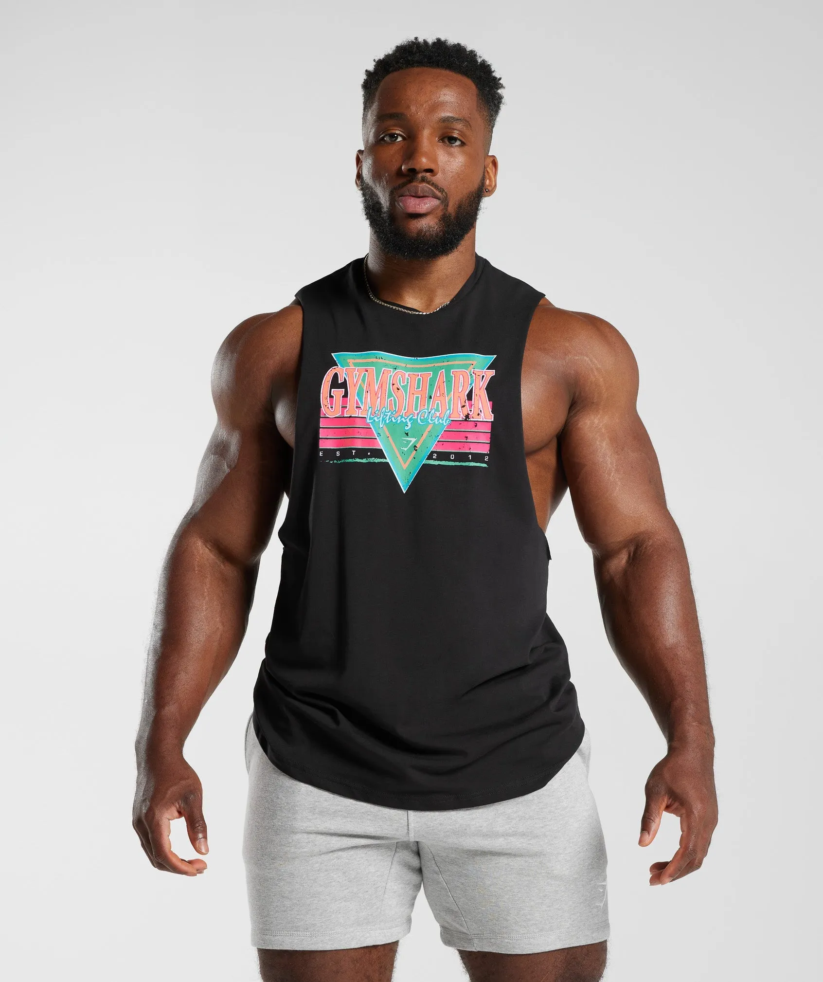 DNU Gymshark Retrowave Drop Arm Tank - Black