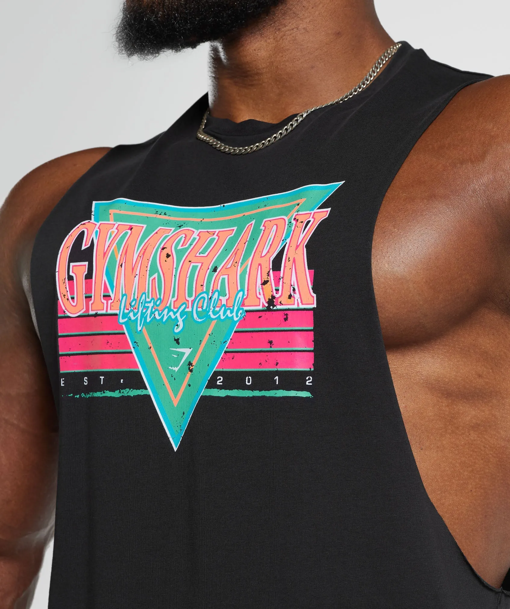 DNU Gymshark Retrowave Drop Arm Tank - Black