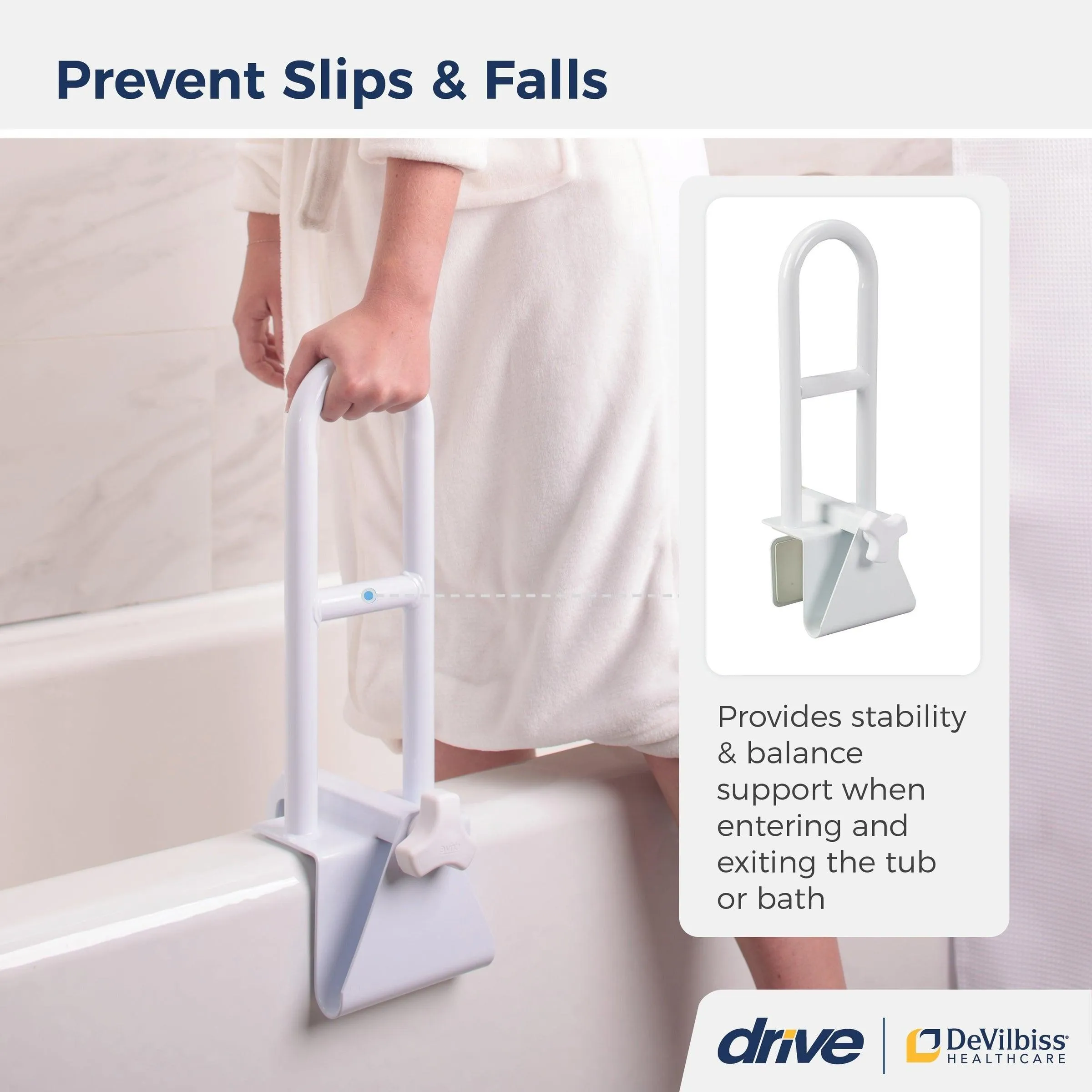 Drive Medical Bathtub Shower Grab Bar Safety Rail Parallel