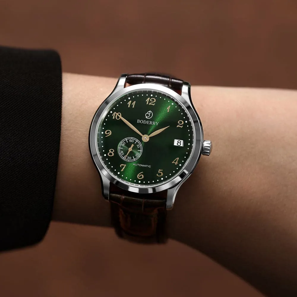 ELITE - Micro-rotor Automatic Watch | Silver Case & Green Dial