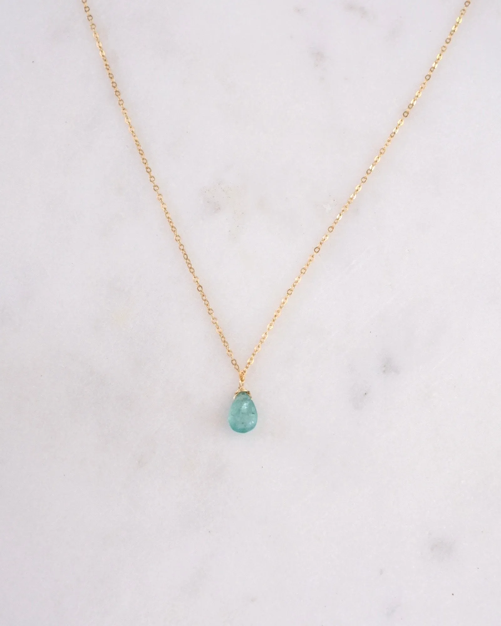 Emerald Simple Drop Necklace