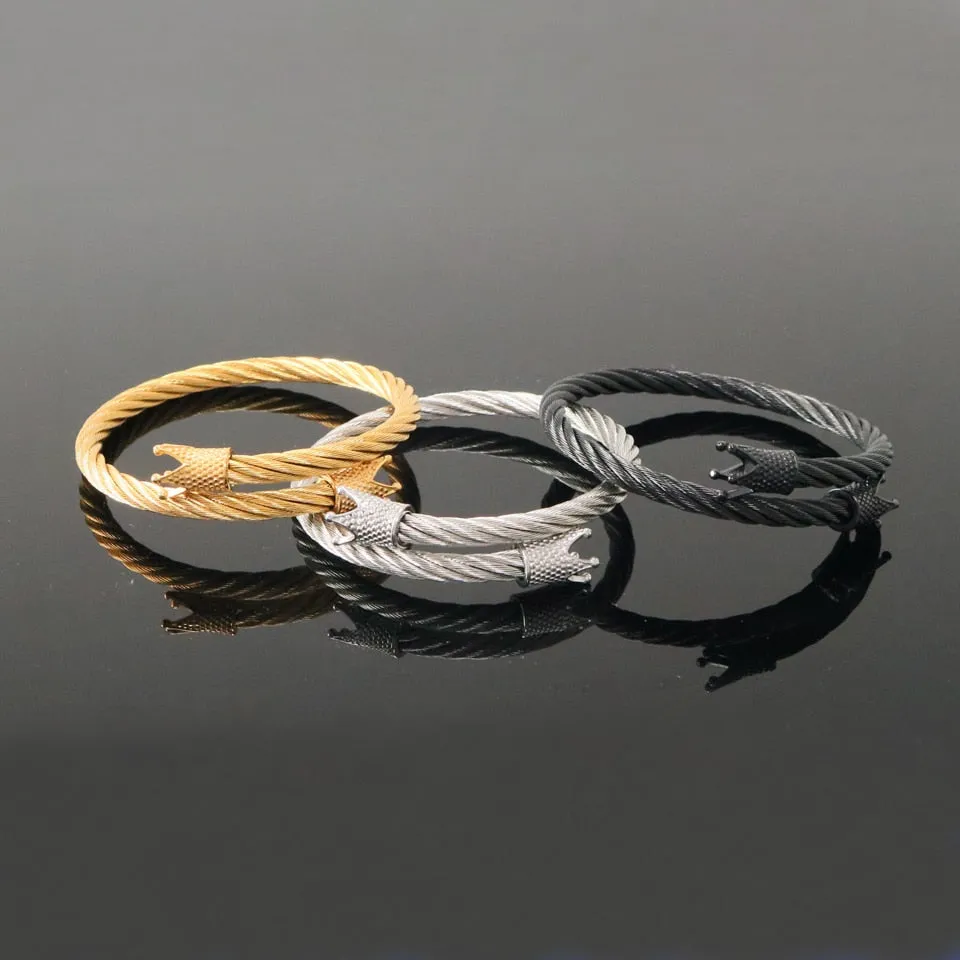 Enzo Gold Bangle Crown Set