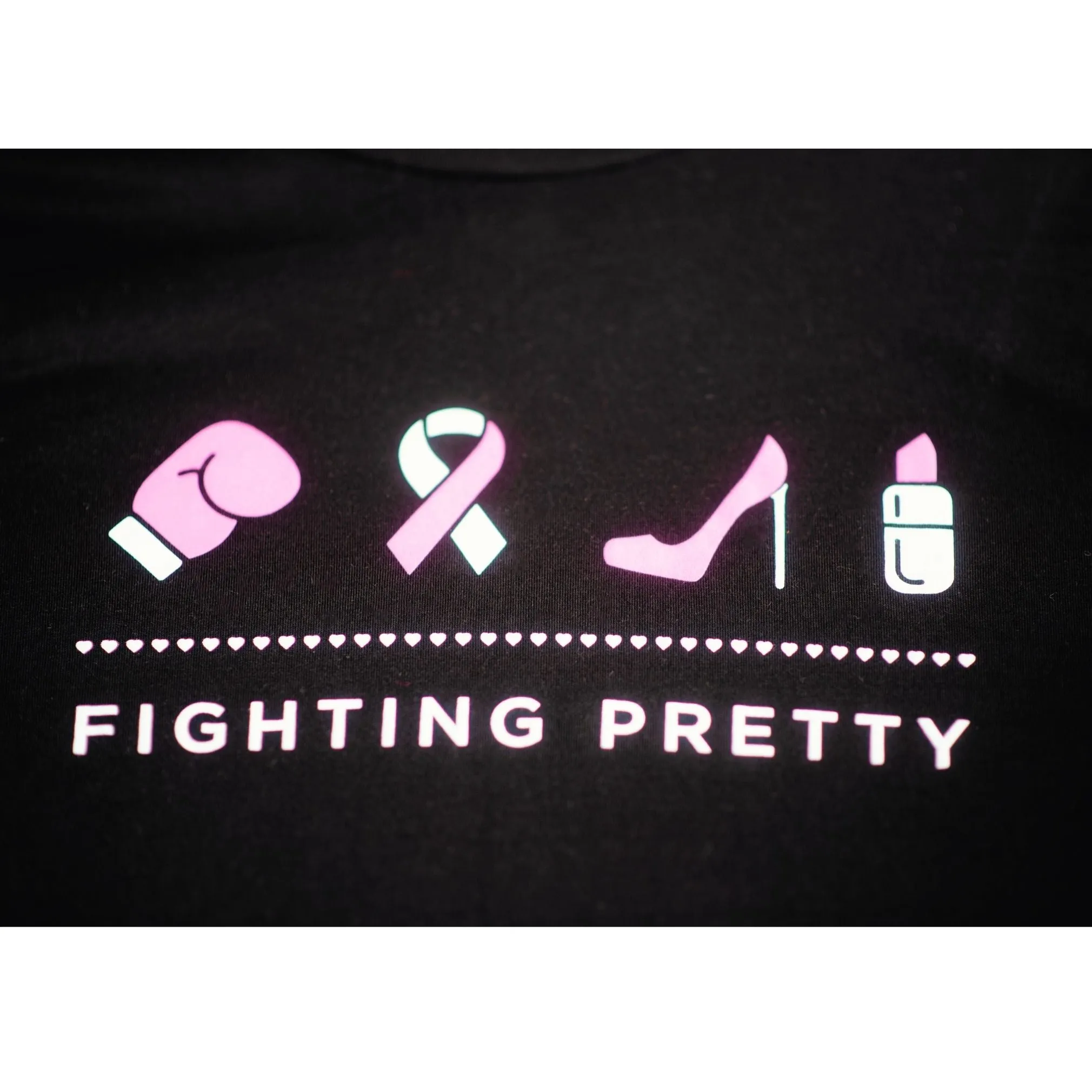 Fighting Pretty Logo Black Flowy Rolled Cuff T-Shirt