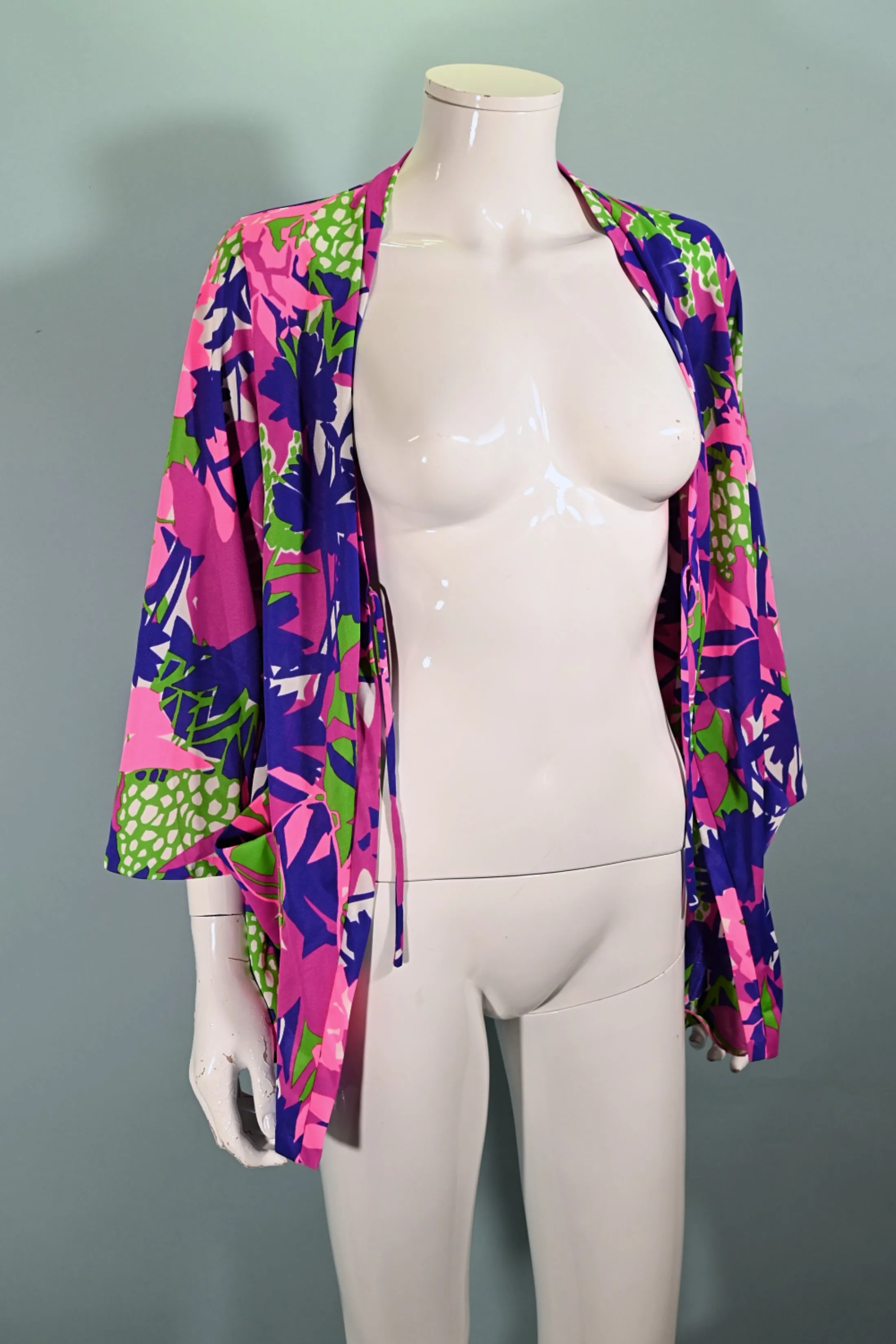 Figurettes Vintage Swimsuit Cover, Bright Abstract Print Top S