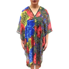 Floral Beach Cover Up - Red/Blue/Yellow