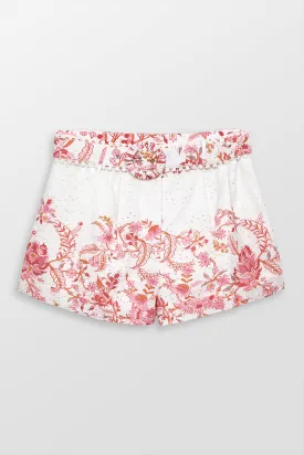 Floral Shorts With Buckle Belt