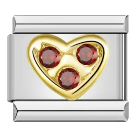 Gold Heart with Red Stone