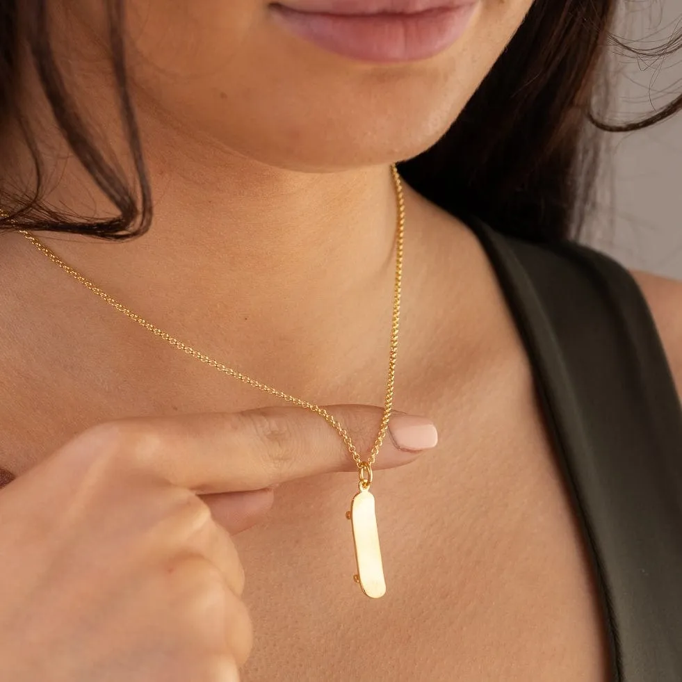 Gold Plated Skateboard Necklace