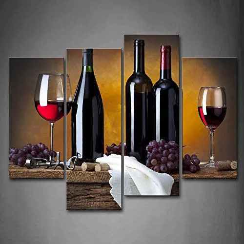 GRAPE WINE IN BOTTLE CUPS WALL ART PAINTING PICTURES PRINT ON CANVAS FOOD THE PICTURE FOR HOME MODERN DECORATION