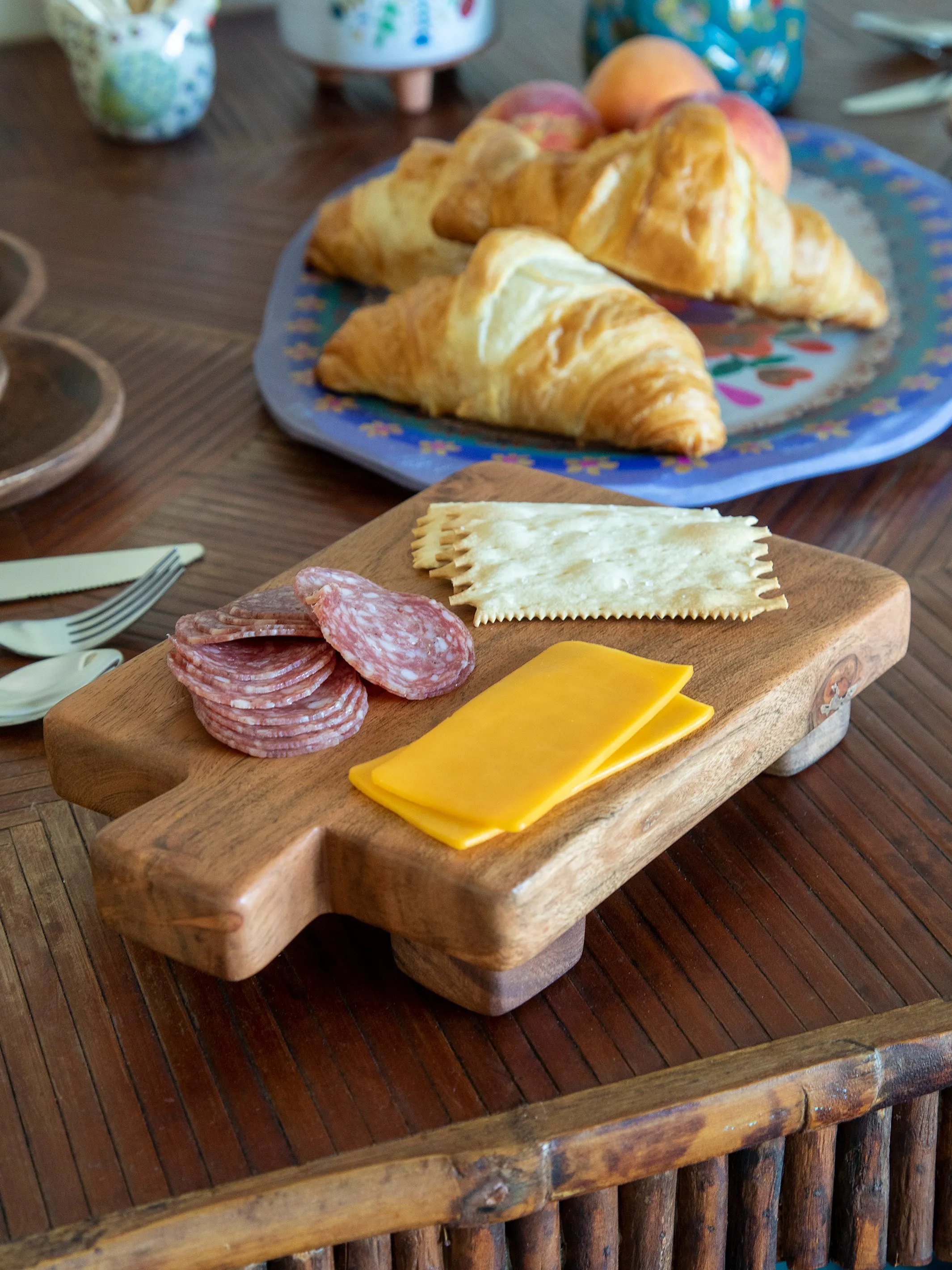 Hand-Carved Acacia Wood Counter Riser