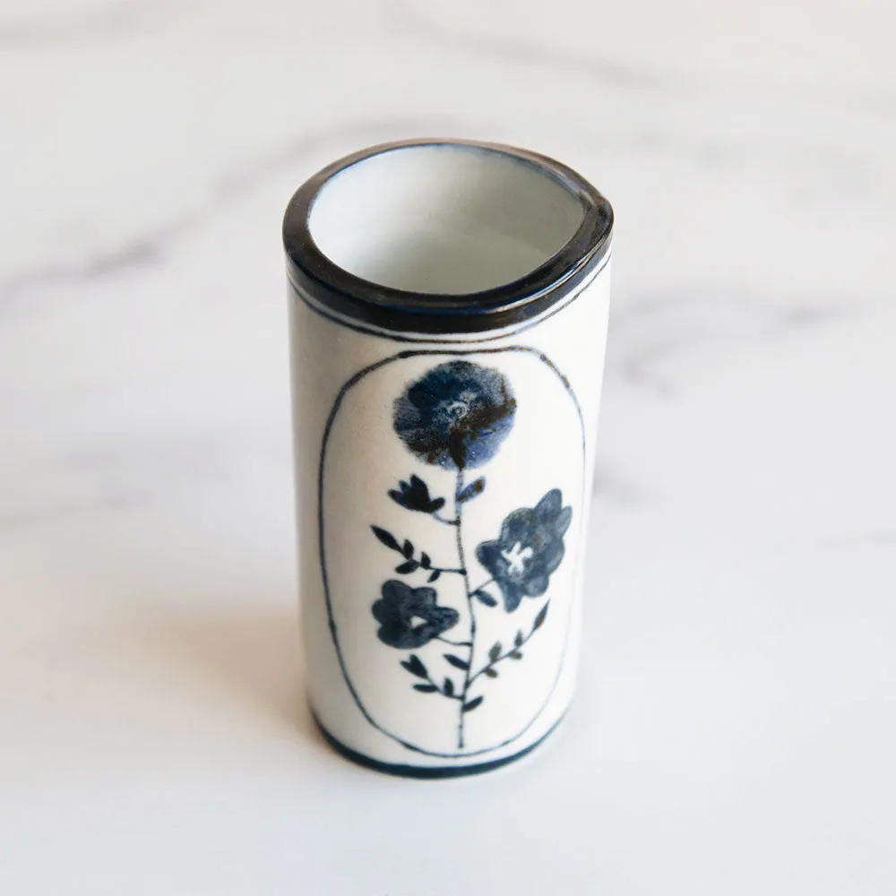 Hand-painted Porcelain Posy Vessel - Indigo