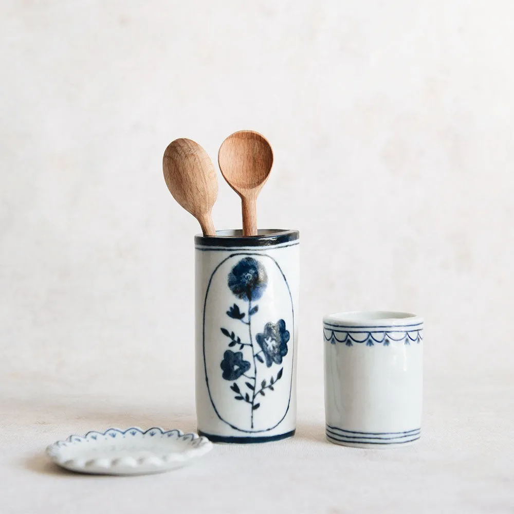 Hand-painted Porcelain Posy Vessel - Indigo