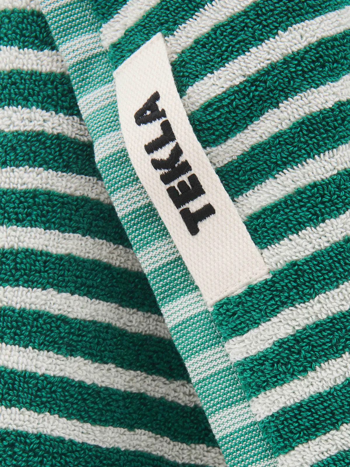 Hand Towel in Teal Green Stripes