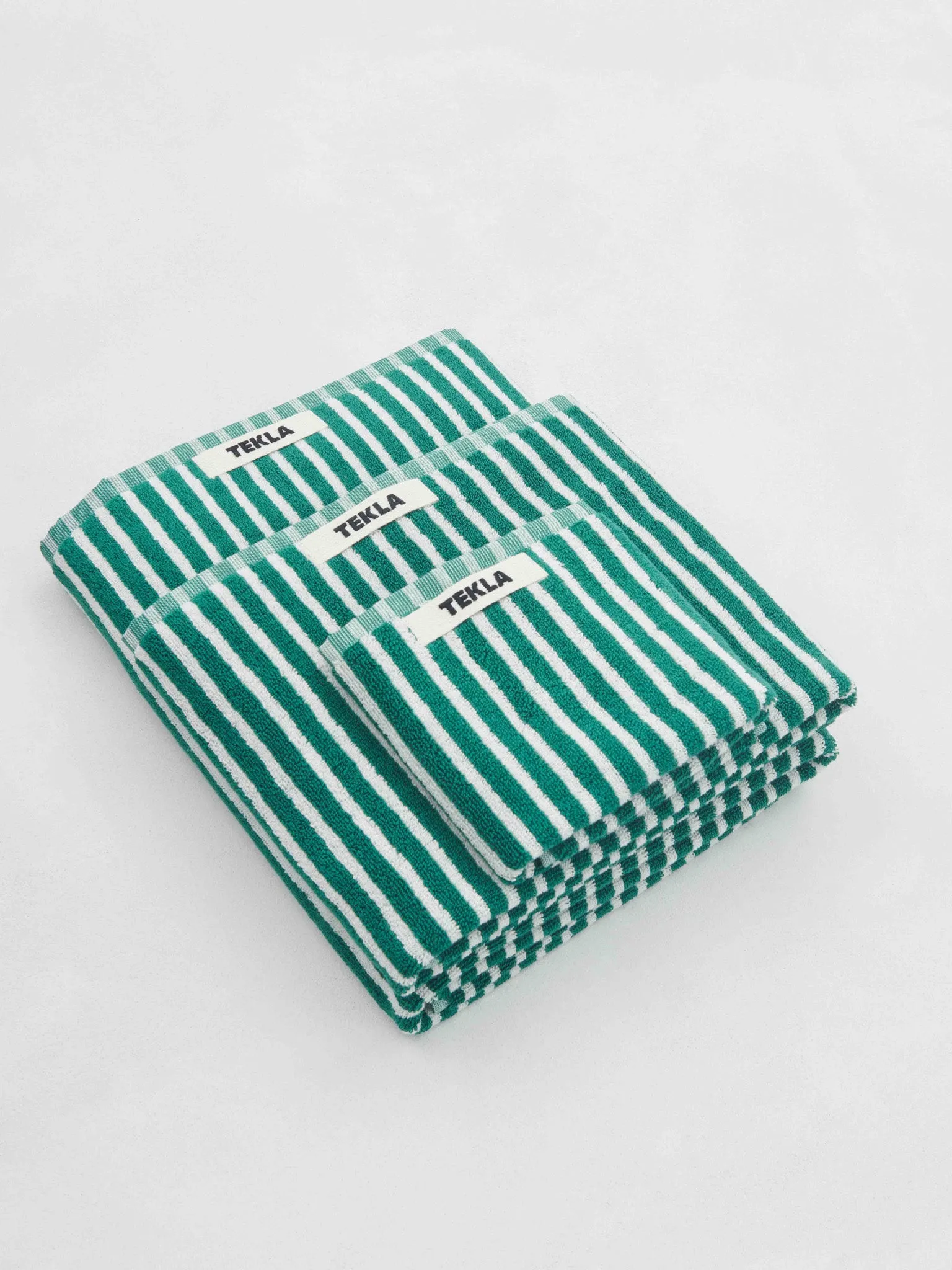 Hand Towel in Teal Green Stripes