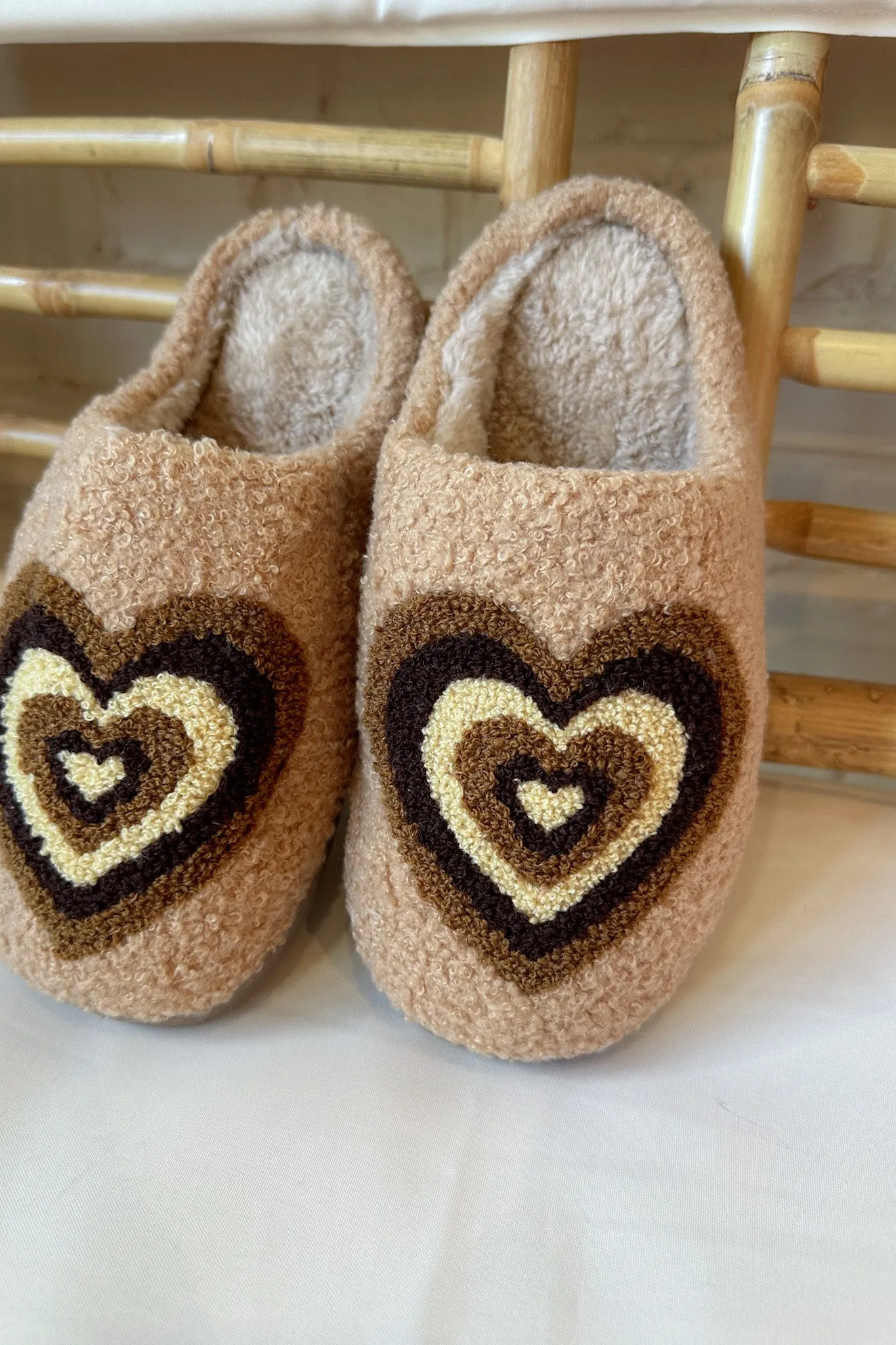 Heart Slippers in Brown