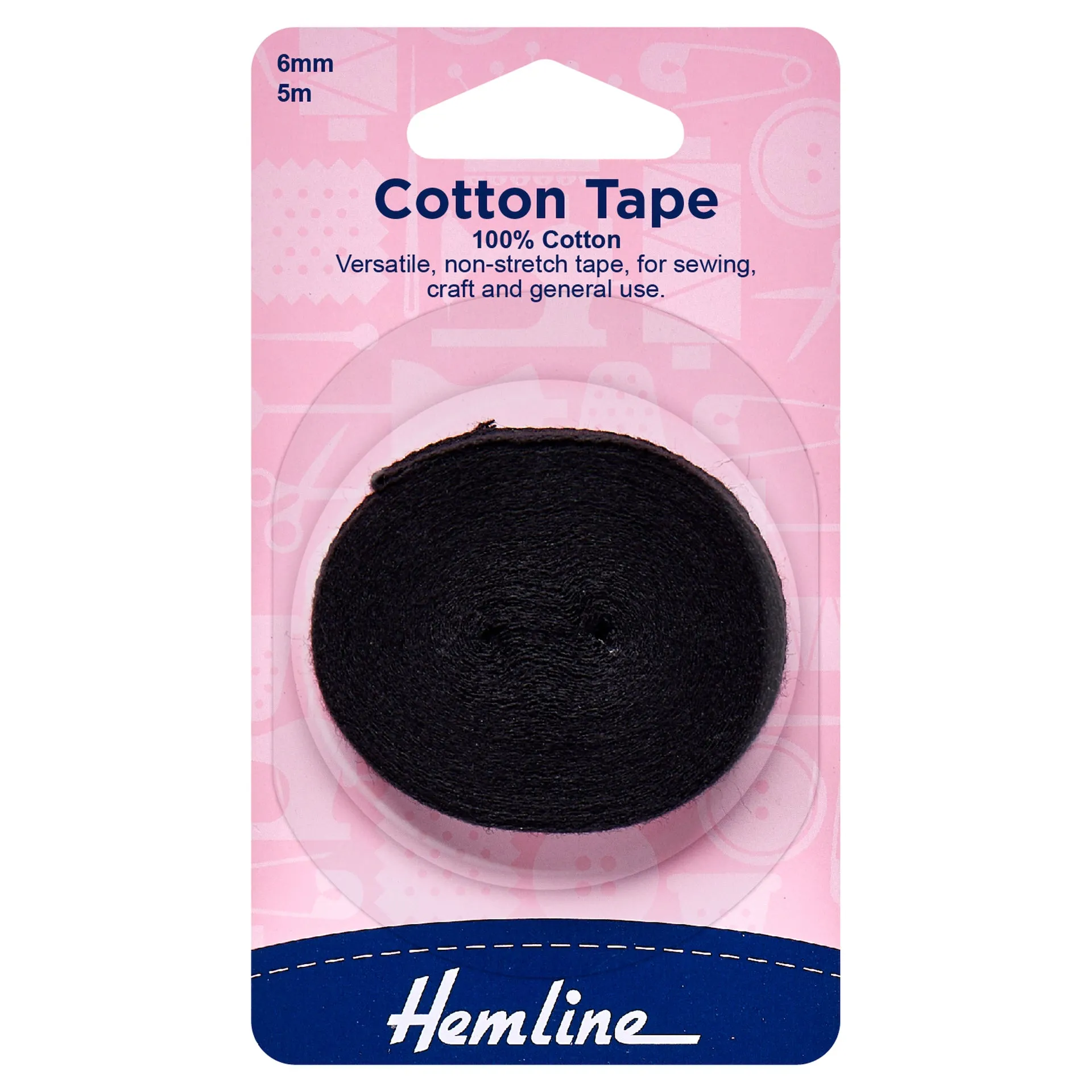 Hemline Cotton Tape: 5m x 6mm