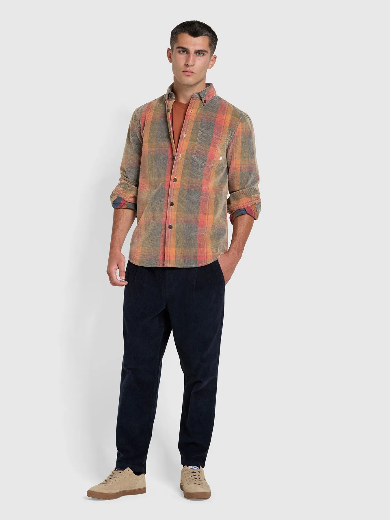 Hufford Casual Fit Organic Cotton Check Long Sleeve Shirt In Blue Peony