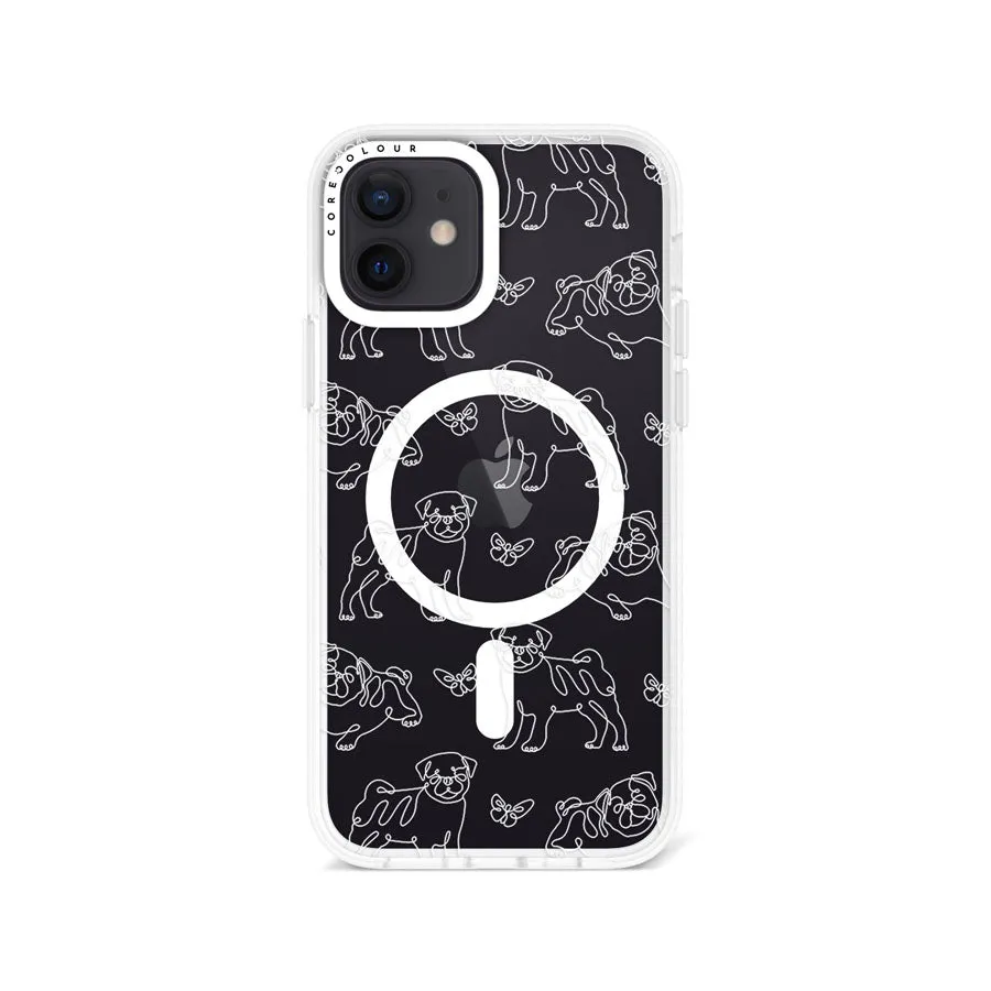 iPhone 12 Pug Minimal Line Phone Case Magsafe Compatible