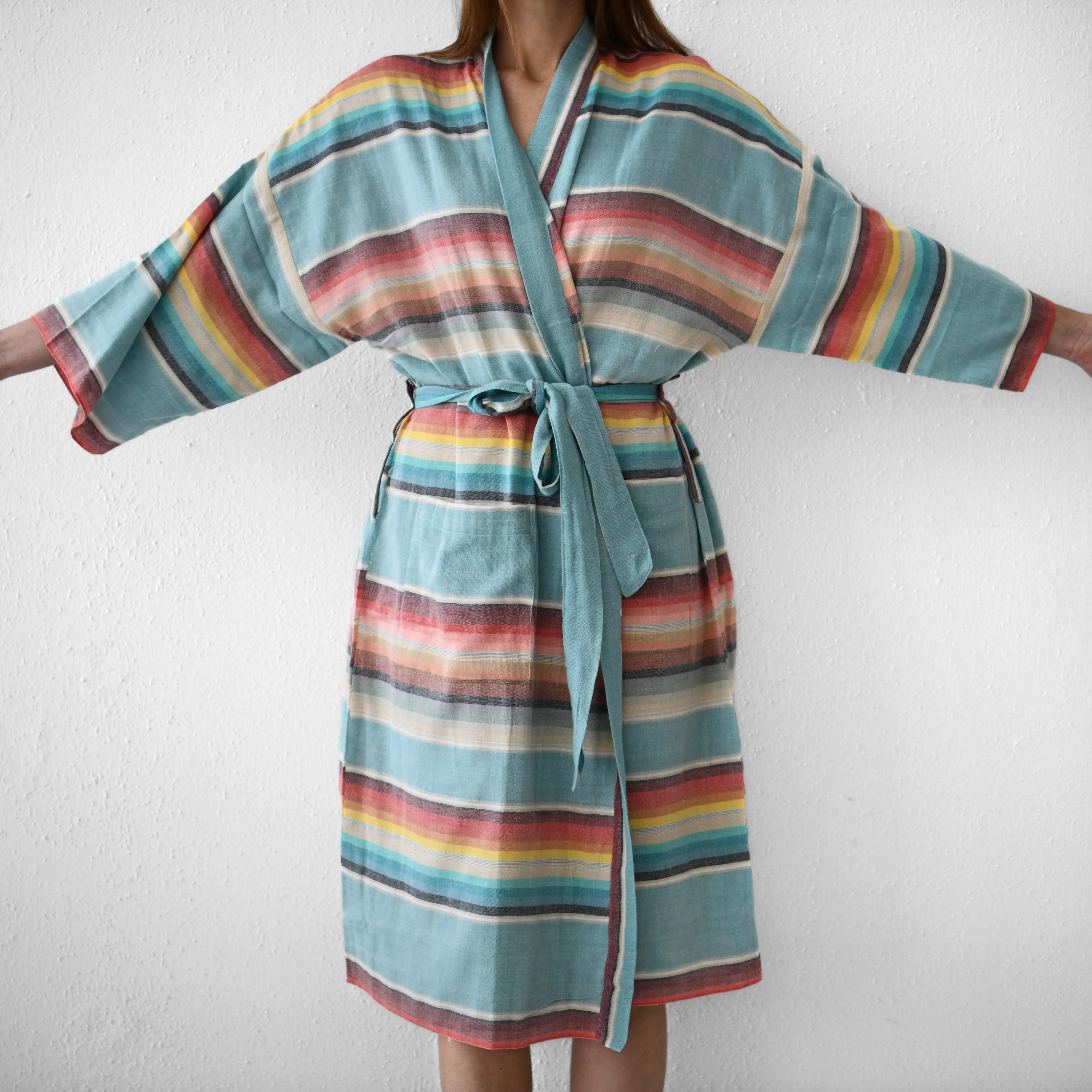 Kaftanese Cotton Gauze Robe : Sky