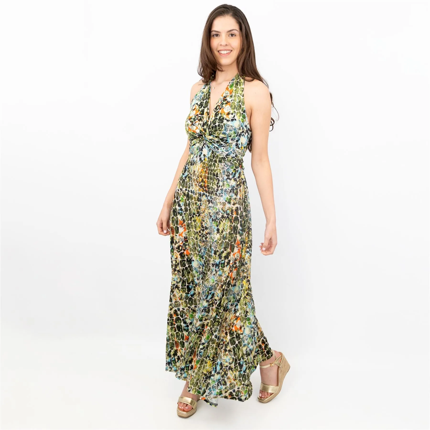 Karen Millen Animal Print Halter Neck Sleeveless Long Maxi Dresses