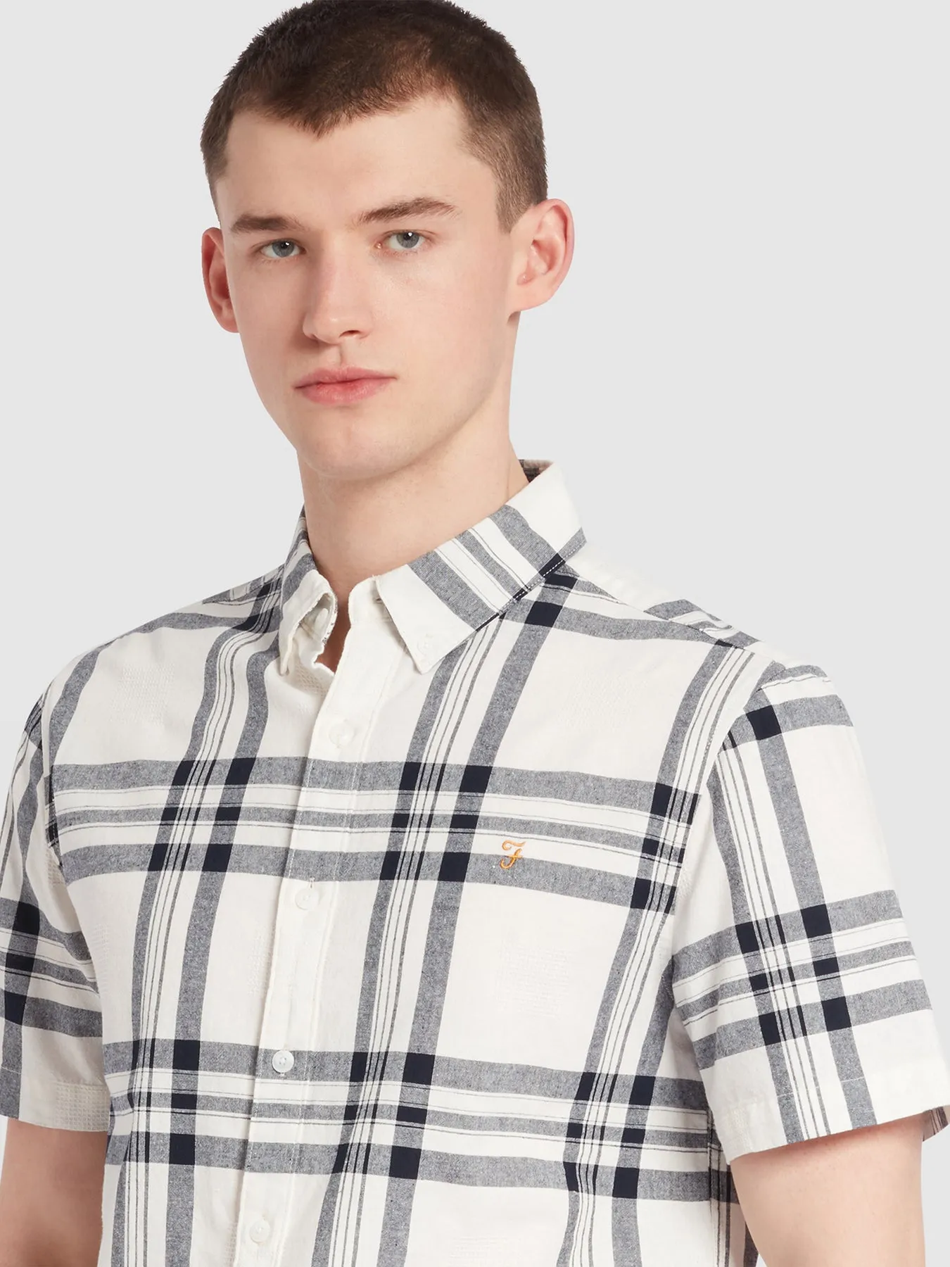 Kele Check Short Sleeve Shirt In Ecru