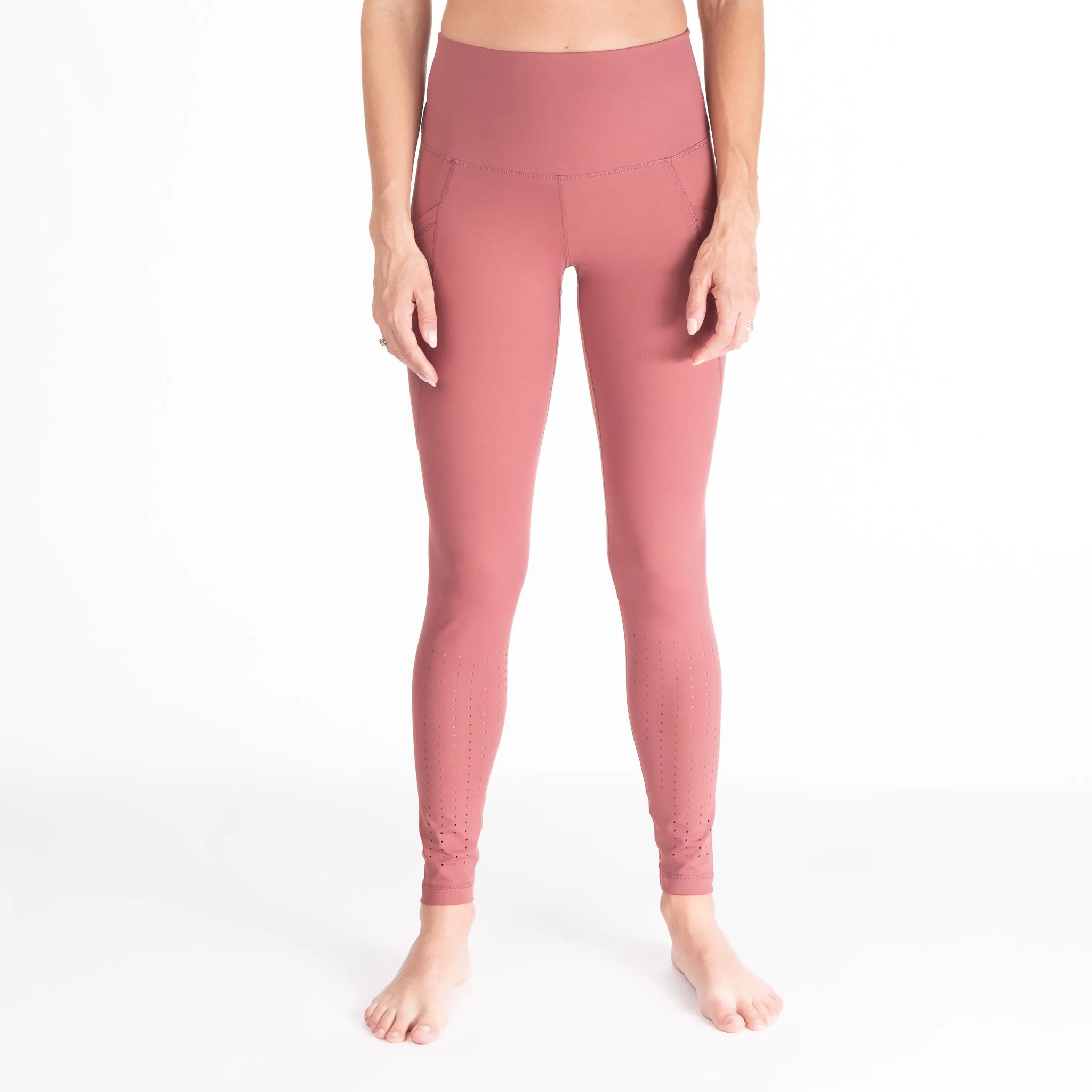 Laser Cut Tummy Control Postpartum Legging (Dusty Rose)