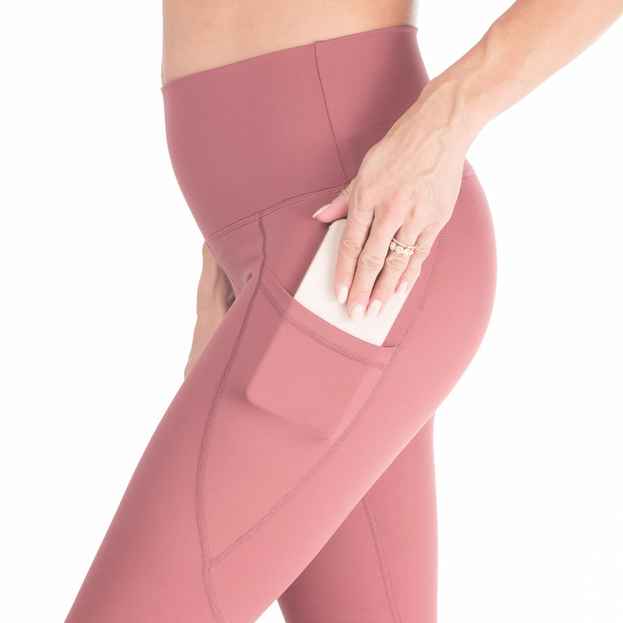 Laser Cut Tummy Control Postpartum Legging (Dusty Rose)