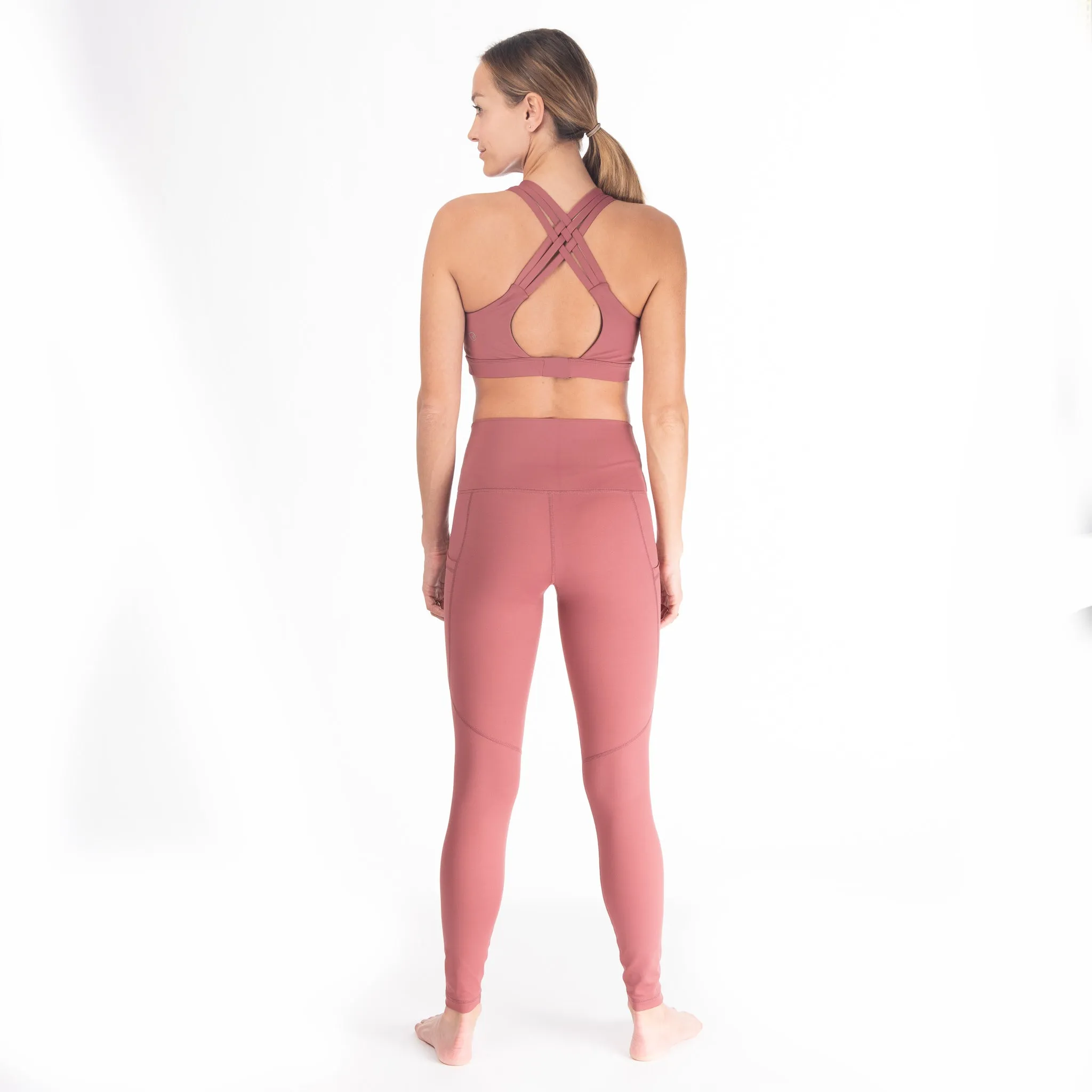 Laser Cut Tummy Control Postpartum Legging (Dusty Rose)