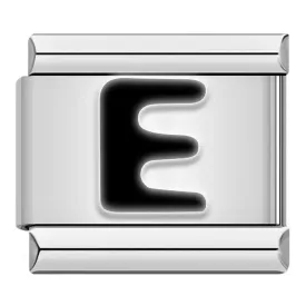 Letter E in Black, on Silver