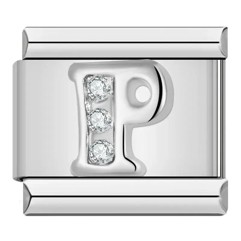 Letter P with Stones, on Silver