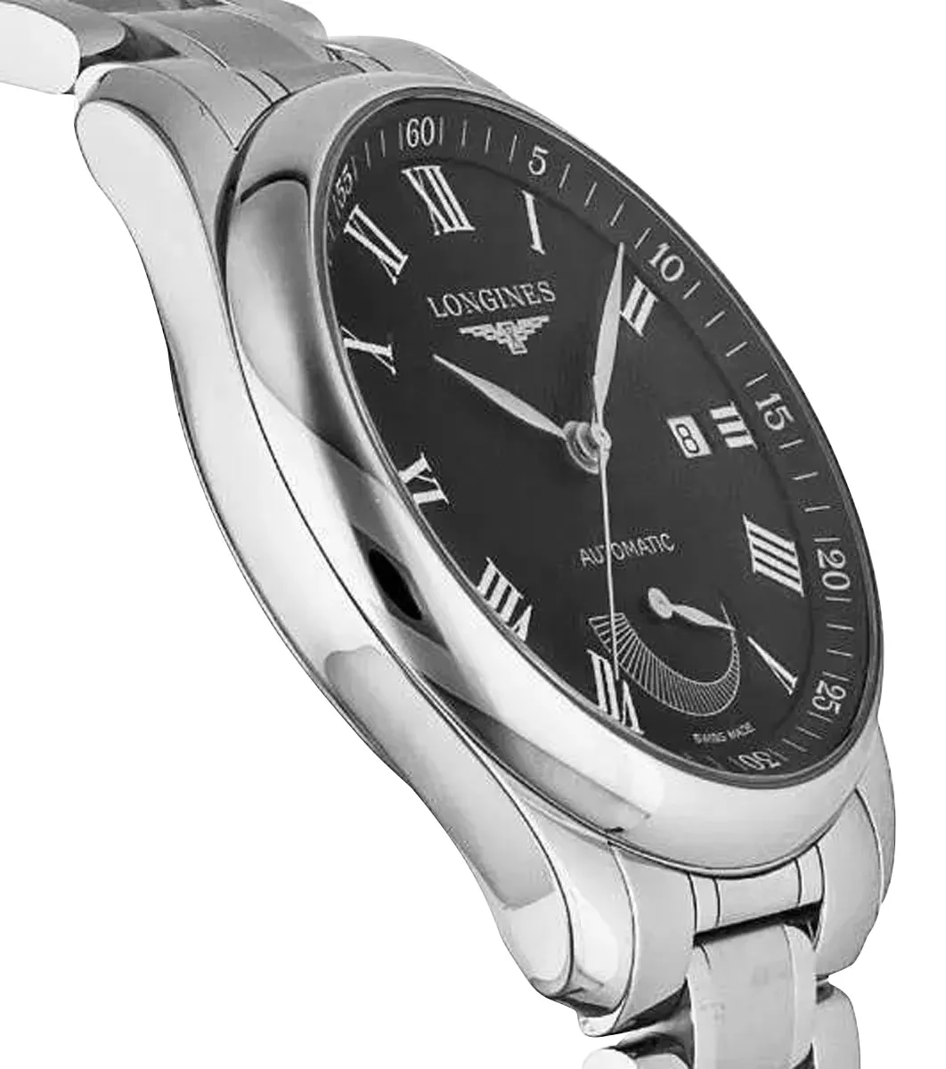 Longines Master Collection Power Reserve Automatic Stainless Steel Black Dial Date Mens Watch L2.908.4.51.6