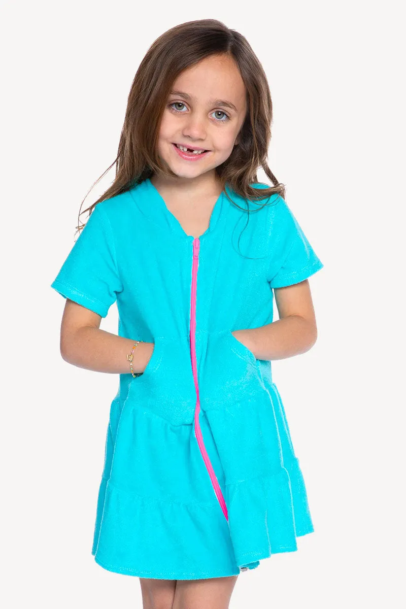 Loop Terry Zip Swim Coverup - Carribean Blue