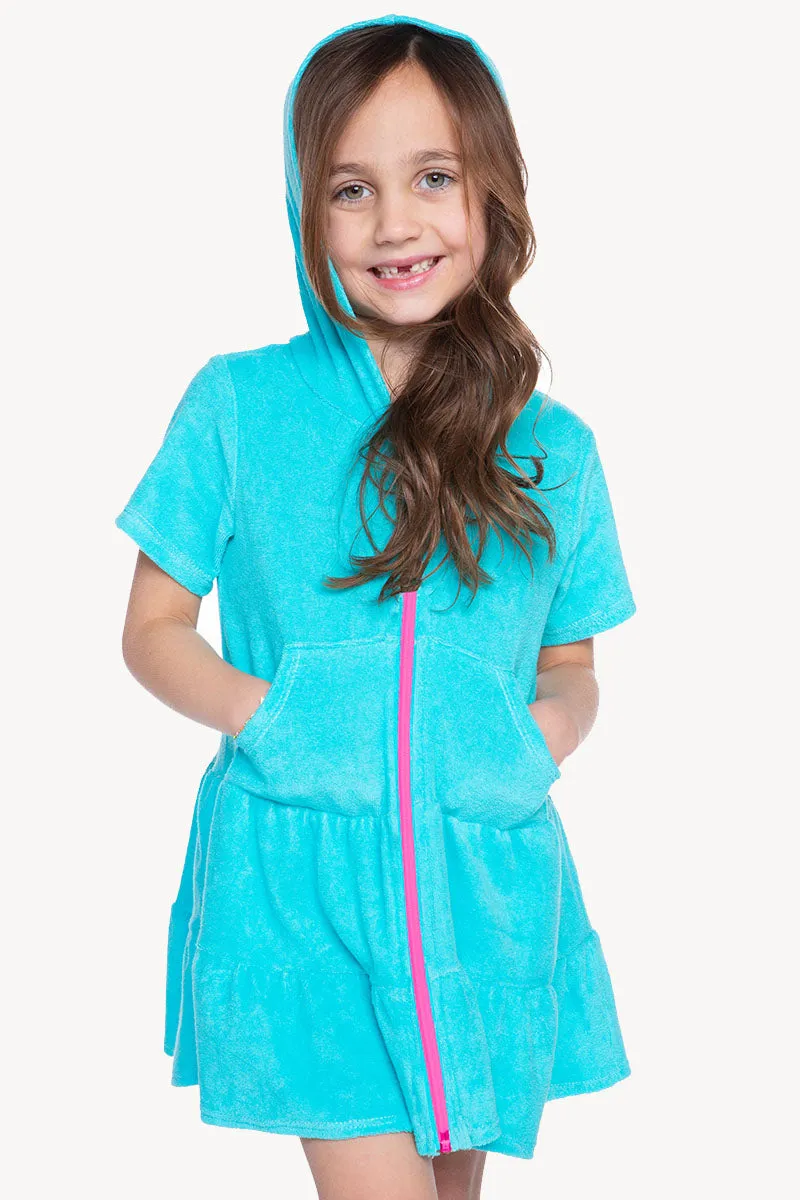 Loop Terry Zip Swim Coverup - Carribean Blue