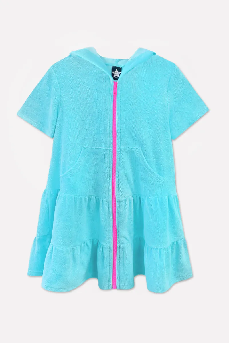 Loop Terry Zip Swim Coverup - Carribean Blue