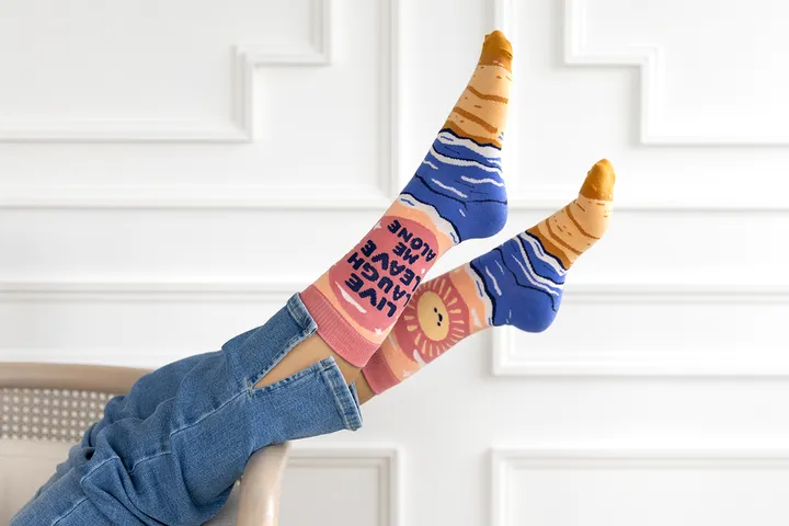 "Live, Laugh, Leave" Crew Socks by Uptown Sox - Medium