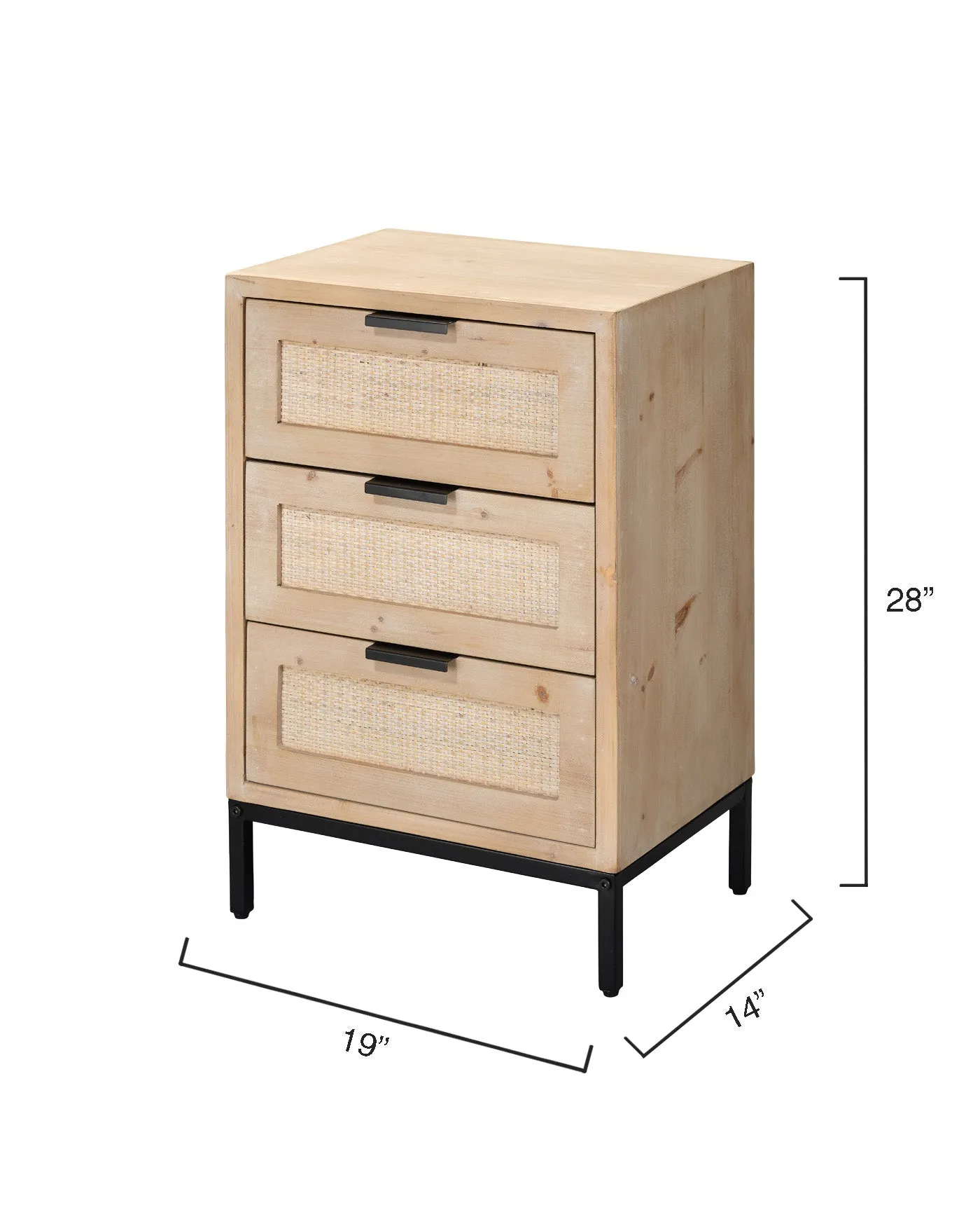 Reed 3 Drawer Side Table