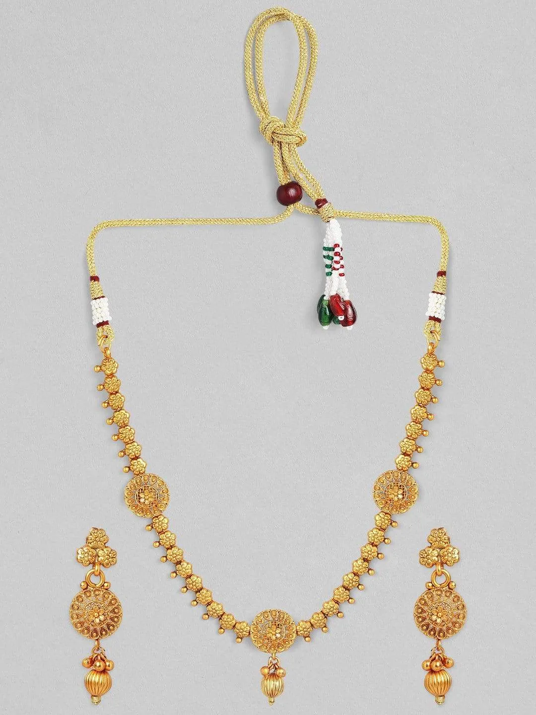 Rubans 24K Gold Plated Handcrafted Delicate Classic Necklace Set