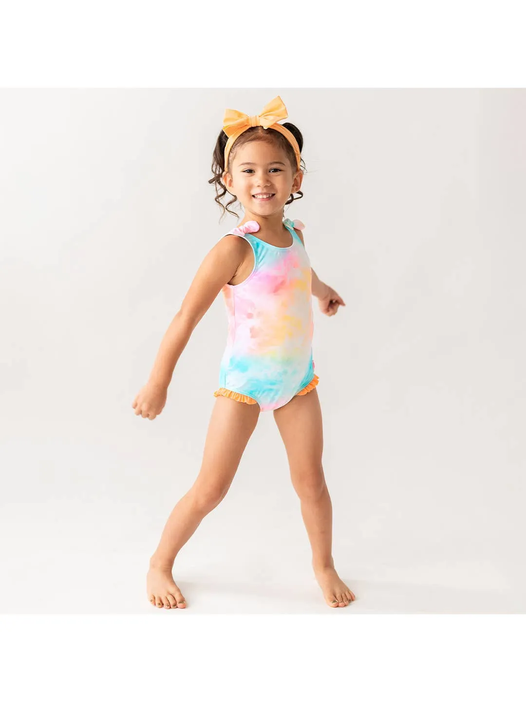 Ruffle Butts-Rainbow Tie Dye  One Piece