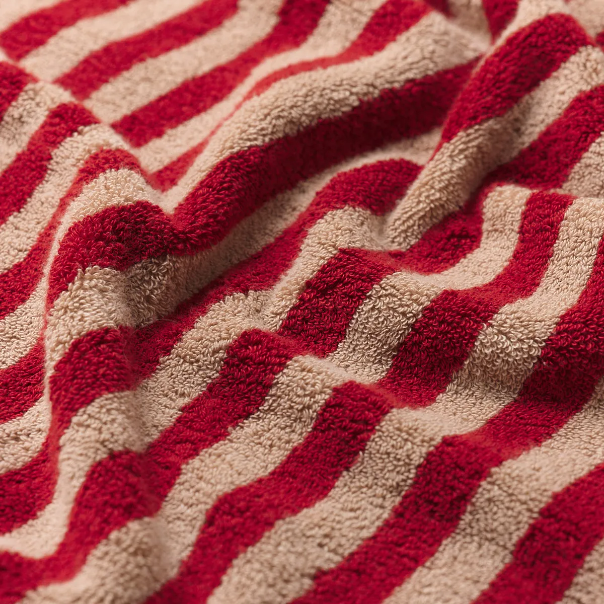 Sandstone Red Pembroke Stripe Cotton Bath Towel