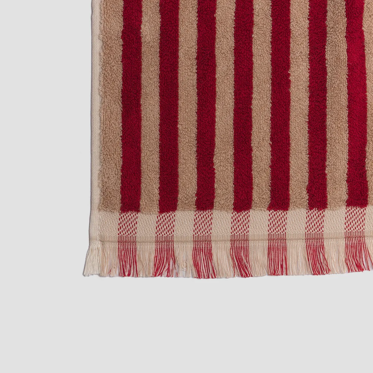 Sandstone Red Pembroke Stripe Cotton Bath Towel