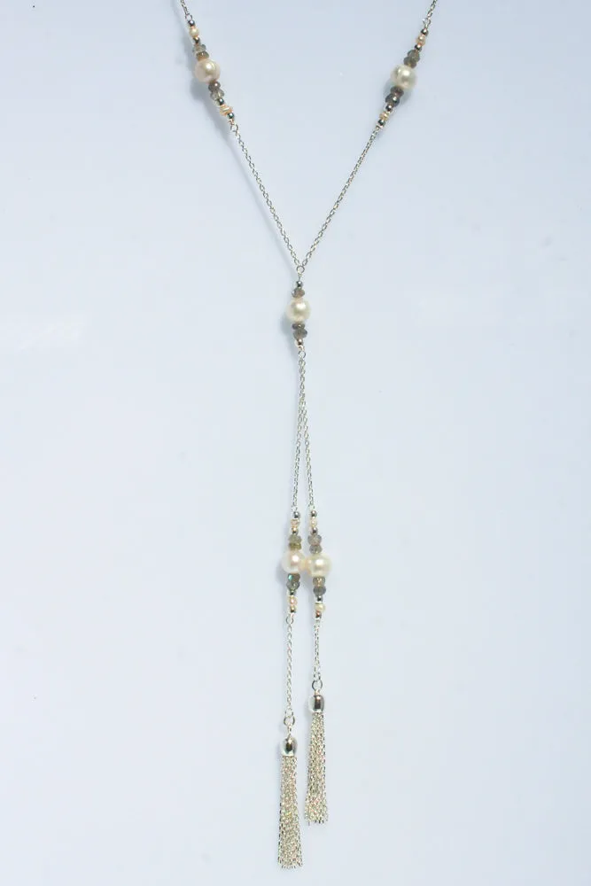 Sea Dreams Pearl Tassel Necklace Labradorite