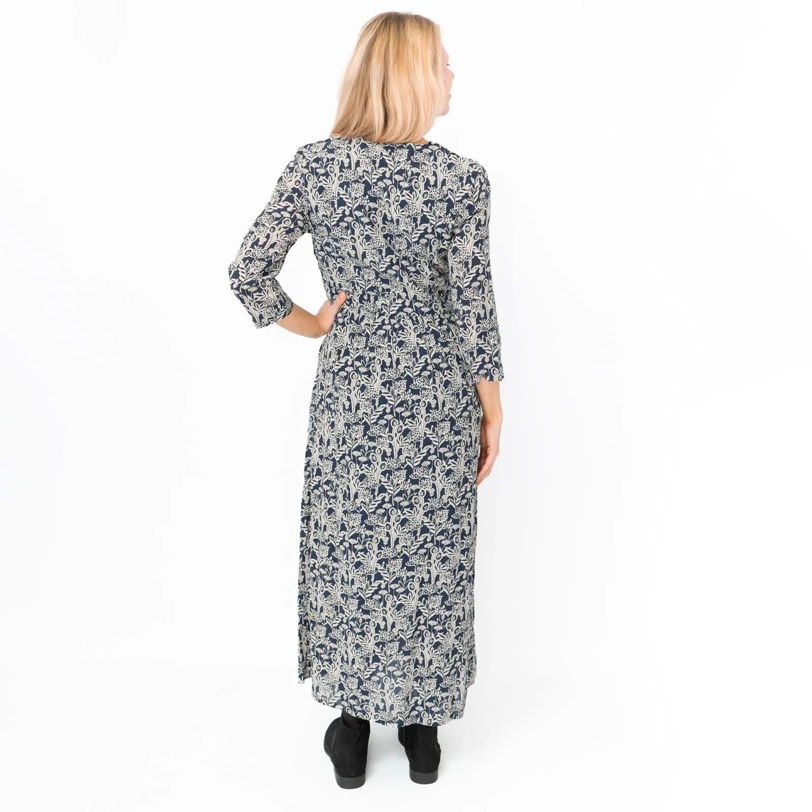 Seasalt Navy Floral Feather Slate Midi Dress