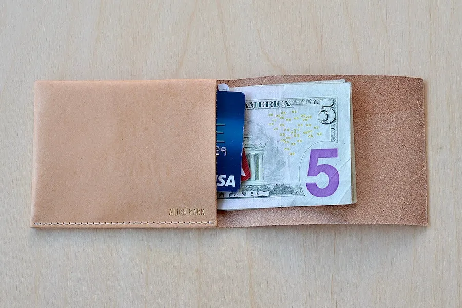 Simple Flap Wallet Natural Leather