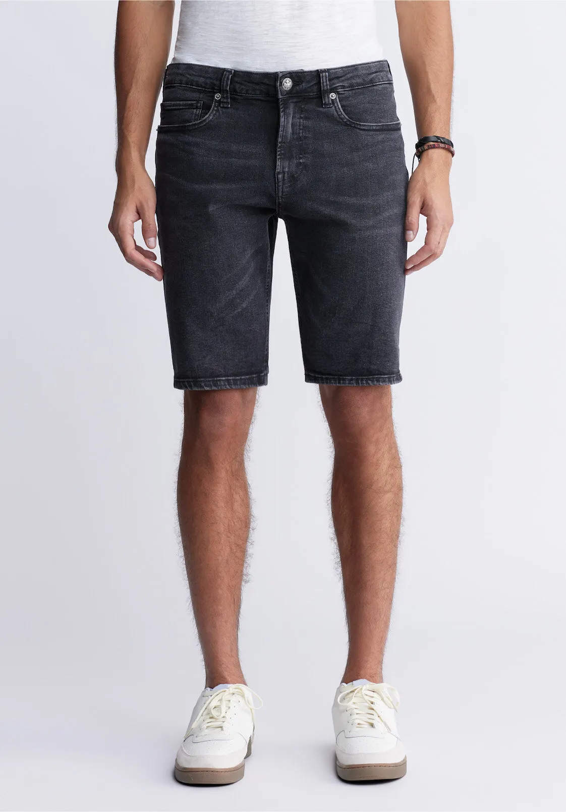 Slim Parker Men's Denim Shorts in Black Sanded Wash - BM22951