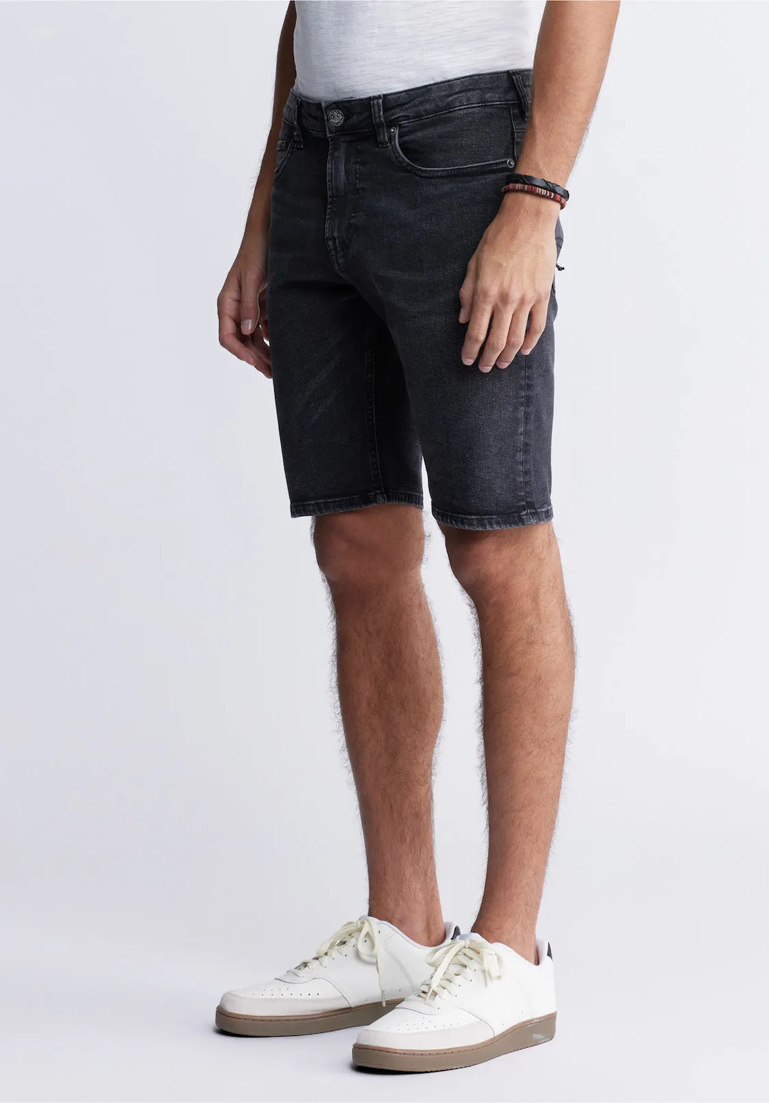 Slim Parker Men's Denim Shorts in Black Sanded Wash - BM22951