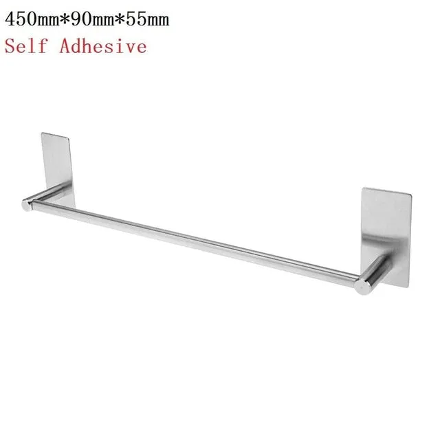 Stainless Steel Towel Shelf Wall-Mounted Bathroom Holder Adhesive Force Bathroom Shelf Pendant Toilet Roll Paper Hanging