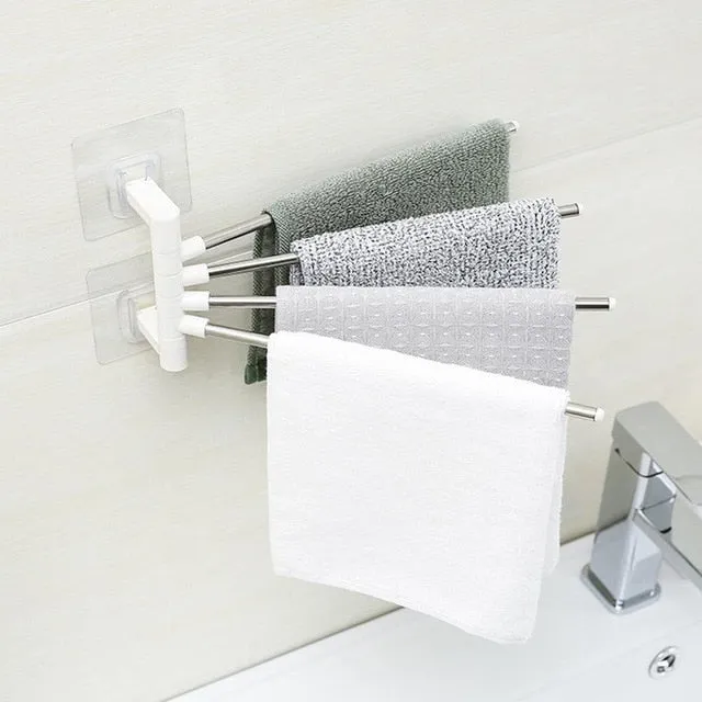 Stainless Steel Towel Shelf Wall-Mounted Bathroom Holder Adhesive Force Bathroom Shelf Pendant Toilet Roll Paper Hanging